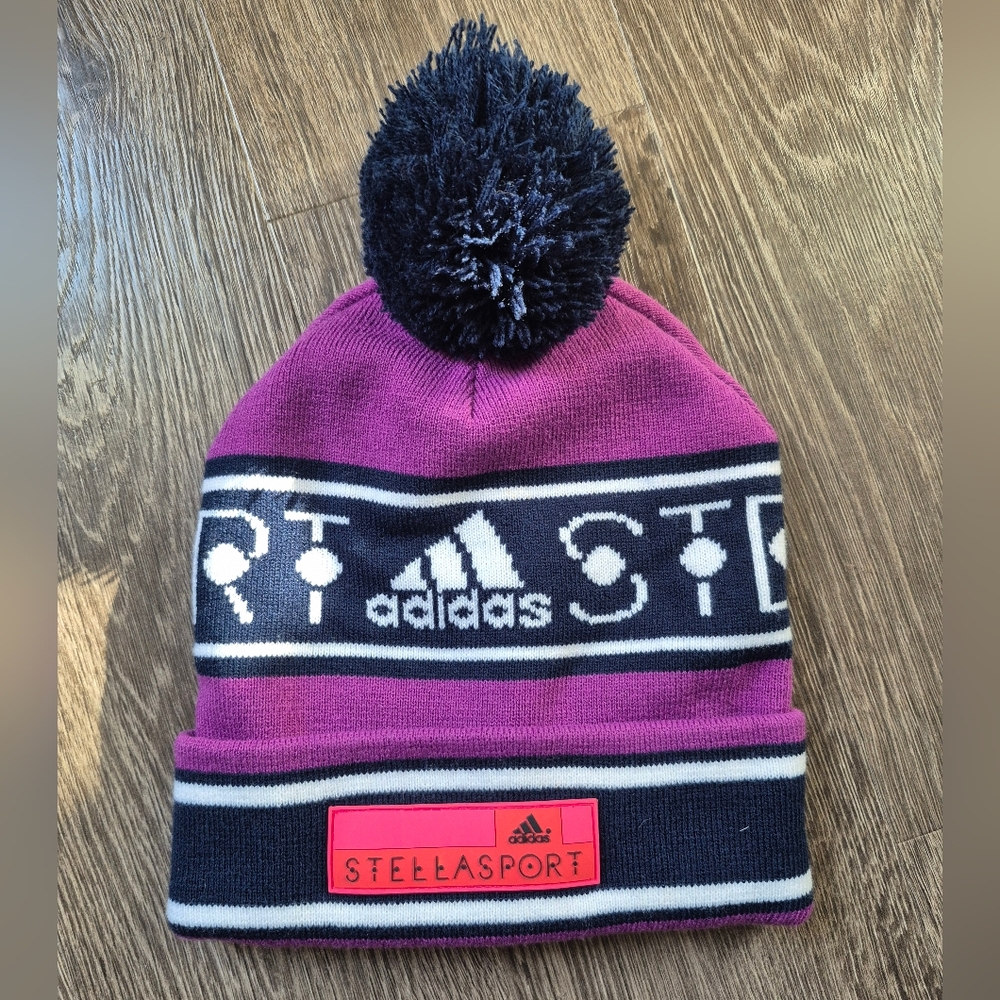 Adidas Stellasport By Stella McCartney Toque Hat Purple White Navy Blue New